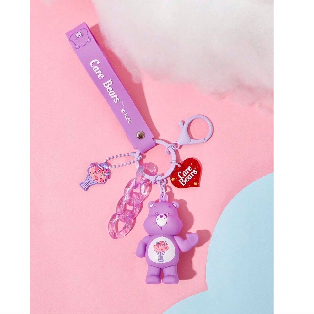 CARE BEARS Limited Edition Pastel Purple CHARM KEYCHAIN Pendant Kawaii Gift NWT